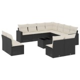 Cumpara ieftin Set canapele de gradina, 12 piese, cu perne, negru, poliratan