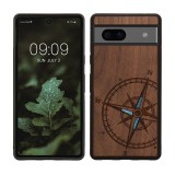 Husa Kwmobile pentru Google Pixel 7a, Maro/Albastru, Lemn, KWM000019YK004C, Silicon, Carcasa