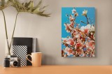 Tablou Canvas, "Magnolii &icirc;nflorite sub cerul albastru", Magnolie, Albastru, Cer, Flori, Ramuri, Primăvară, Delicatețe, Natură, Petale, Lumina, &Icirc;nflori