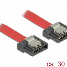 Cablu SATA III FLEXI 6 Gb/s 30 cm Rosu metal, Delock 83834