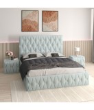 Pat Tapitat Eric Lemon + Saltea Lux Ortopedica + Noptiere Tapitate 160x200cm