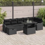 vidaXL Set de canapele pentru grădină cu pernă 8 pcs Negru Rattan poli 3361062
