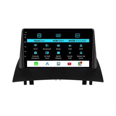 Navigatie Dedicata Renault Megane 2 (2002-2009), 9 Inch, 4Gb Ram, 64Gb stocare, CarPlay foto