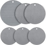 Set de 6 suporturi pentru pahare, gri, silicon, 21.2/16/14.2 cm