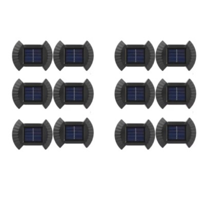 Set 12 lampi LED solare cu lumina bidirectionala pentru garduri, scari exterioare, senzor de lumina calda foto