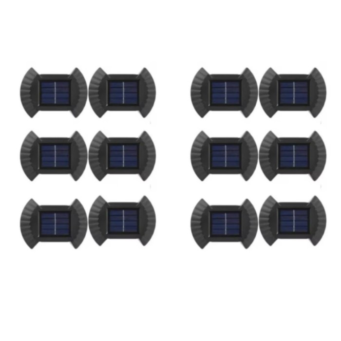 Set 12 lampi LED solare cu lumina bidirectionala pentru garduri, scari exterioare, senzor de lumina calda