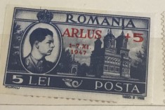 Timbre Romania Timbru Supratipar RPR 5 lei , +5 ARLUS 1-7 XI 1947