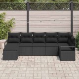 Cumpara ieftin Set de canapele pentru grădină cu pernă 7 pcs Negru