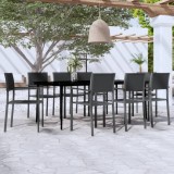 VidaXL Set mobilier de grădină, 9 piese, negru