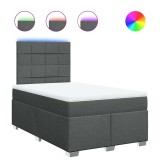 Cumpara ieftin Pat box spring cu saltea, gri inchis, 120x200 cm, textil