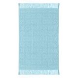 Prosop de bucatarie din bumbac, turcoaz, cu model romburi si flori, franjuri, 60x40 cm, CMCLASS
