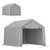 Outsunny Carport cort garaj 3 x 5,2 m, abriu mașină exterior carport pentru mașină cu ușă ruletă detașabilă gri | Aosom Romania