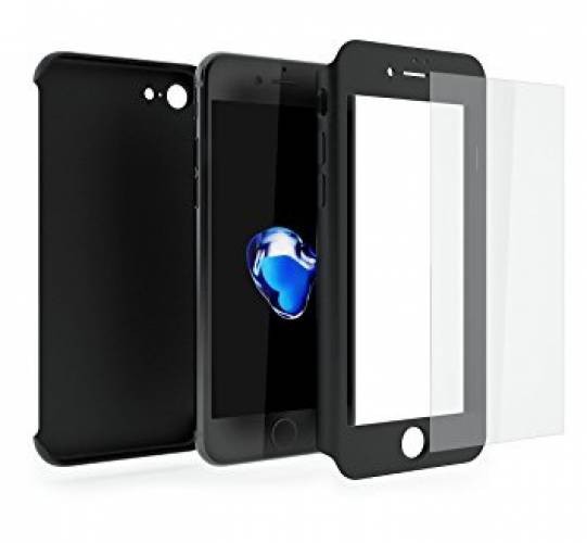 Husa protectie pentru iPhone 8 Negru Fullbody fata-spate cu folie de protectie gratis