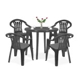 Set Mobilier Gradina Curver Malisa 4+1, Grafit, Rotund, Plastic, 4 Locuri, Rezistent Intemperii