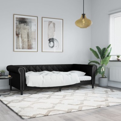 vidaXL Pat de zi, negru, 80x200 cm, piele ecologică 354222 foto