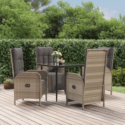 vidaXL Set mobilier grădină cu perne, 5 piese, negru și gri, poliratan 3185185 foto