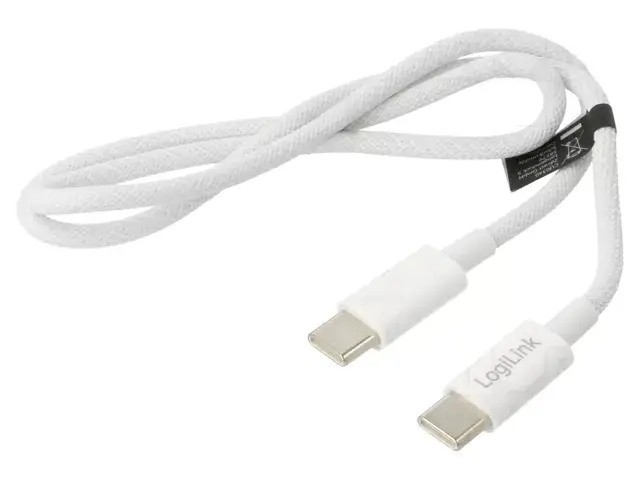 Cablu USB 2.0 C - USB C 0.5m 3A 60W alb 480Mbps date /incarcare Logilink CU0340