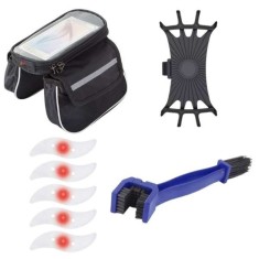 Set 8 in 1 Pentru Biciclete, 1 Geanta cu 3 Compartimente, 1 Suport Flexibil pentru Telefon, 5 lumini Ambientale pentru Spite si foto