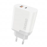 &Icirc;ncărcător De Perete Dudao USB / USB Tip C Power Delivery &Icirc;ncărcare Rapidă 3.0 3A 22,5W Alb (A6xsEU Alb) A6XSEU WHITE