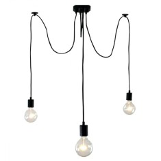 Plafoniera 3 LED-uri suspendate, soclu E27, 50Hz, 230V, negru
