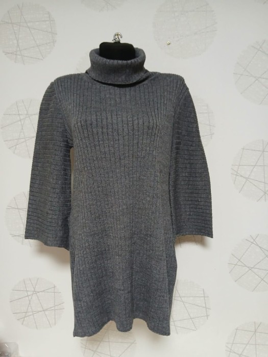 Rochie pulover neagră cu guler &icirc;nalt culoare Gri