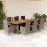 vidaXL Set mobilier grădină cu perne, 9 piese, gri, poliratan 3277544