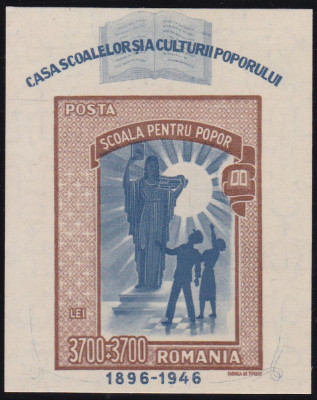 1947 LP 214 CASA SCOALELOR COLITA NED.EROARE LIPSA SEDILA LA S DIN SCOALELOR MNH foto