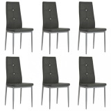 vidaXL Scaune de sufragerie, 6 buc., gri, piele ecologică