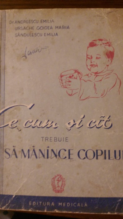 Ce cum si cat trebuie sa manance copilul E.Andreescu,M.Ursache,E.Sandulescu 1959