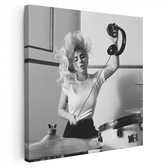 Tablou afis Lady Gaga cantareata 2405 Tablou canvas pe panza CU RAMA 40x40 cm