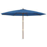 Umbrela de soare de gradina stalp din lemn, albastru 400x273 cm GartenMobel Dekor, vidaXL