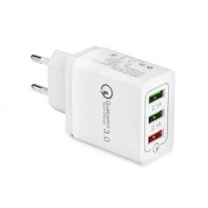 Adaptor universal priza cu 3 porturi USB, Qualcomm 3.0 foto