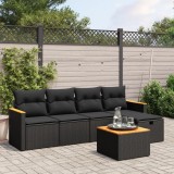 Cumpara ieftin Gossi set mobilier de gradina cu perne, 6 piese, negru, poliratan