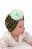 Caciulita verde tip turban din catifea cu floare aplicata (Marime Disponibila: