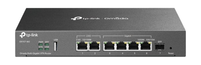 Router VPN, 2 x RJ45 2.5G, 1 x SFP Gigabit, 4 x RJ45 Gigabit, 1 x USB, 1U - TP-Link Omada ER707-M2