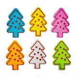 Accesorii creatie - Brad Craciun, sticker gumat cu sclipici, set 6 buc, diverse culori, Colorarte