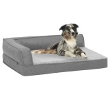 Cumpara ieftin Saltea ergonomică pat de c&acirc;ini, gri, 90x64 cm, aspect in/fleece