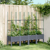 vidaXL Jardinieră de grădină cu spalier, gri, 160x40x142,5 cm, PP