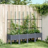 Jardiniera Gradina cu Spalier Gossi, Gri, 160x40x142.5cm, Plastic PP, Aspect Ratan