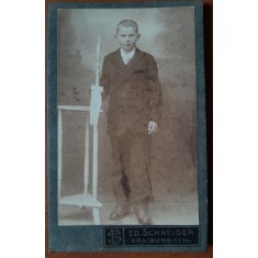 Fotografie tip CDV, baiat, perioada interbelica