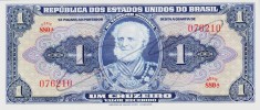 Bancnota Brazilia 1 Cruzeiro (1944) - P132 UNC ( semnata de mana - vezi descriere )