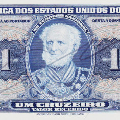 Bancnota Brazilia 1 Cruzeiro (1944) - P132 UNC ( semnata de mana )