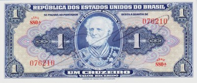 Bancnota Brazilia 1 Cruzeiro (1944) - P132 UNC ( semnata de mana - vezi descriere ) foto