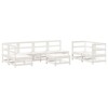 Set mobilier relaxare gradina, 8 piese, alb, lemn masiv de pin