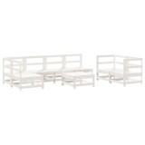 Set mobilier relaxare gradina, 8 piese, alb, lemn masiv de pin