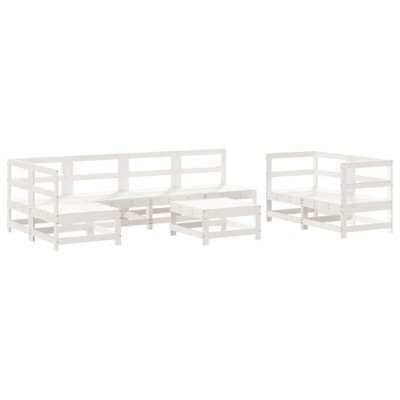 Set mobilier relaxare gradina, 8 piese, alb, lemn masiv de pin foto