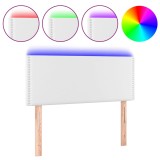 Cumpara ieftin Tablie de pat cu LED, alb, 100x5x78/88 cm, piele ecologica