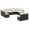 Set canapele de gradina cu perne, 11 piese, negru, poliratan