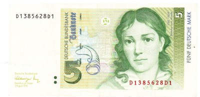 Germania West Germany 5 Mark 1991 P-37 Seria 1385628D1 foto