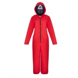 Costum pentru adulti IdeallStore&reg;, Squid Game, model Triunghi, marimea XXL, rosu